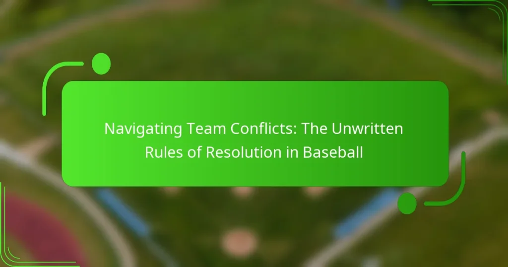 Navigating Team Conflicts: The Unwritten Rules of Resolution in Baseball
