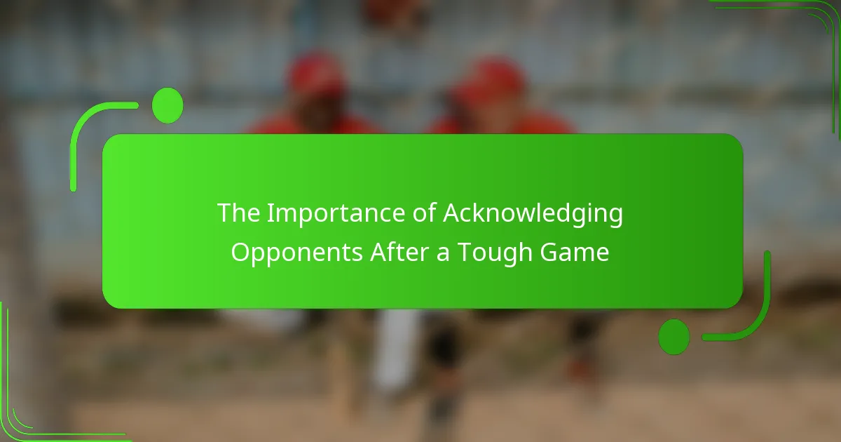 The Importance of Acknowledging Opponents After a Tough Game